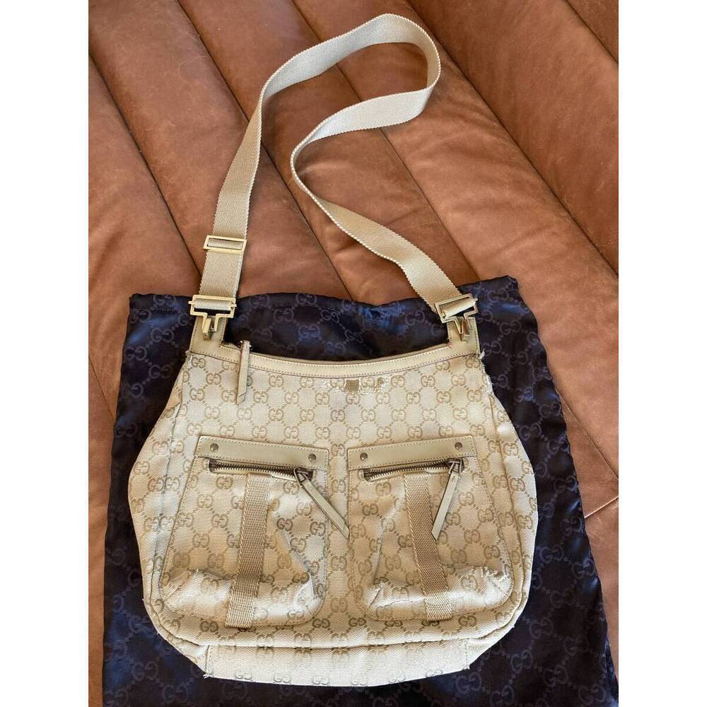 GUCCI GG Canvas Shoulder Bag Khaki Green - Picture 2 of 10